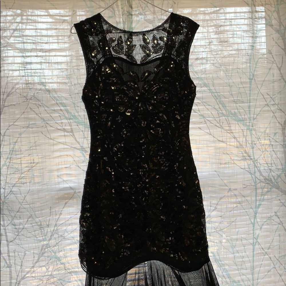 1920’s Long Prom Dress Sequins Beaded Art